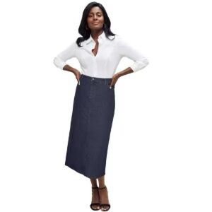 Jessica London Classic Navy Midi Skirt